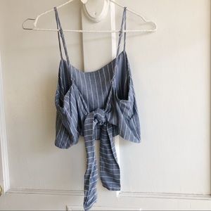 John Galt Tie Back Striped Crop Top
